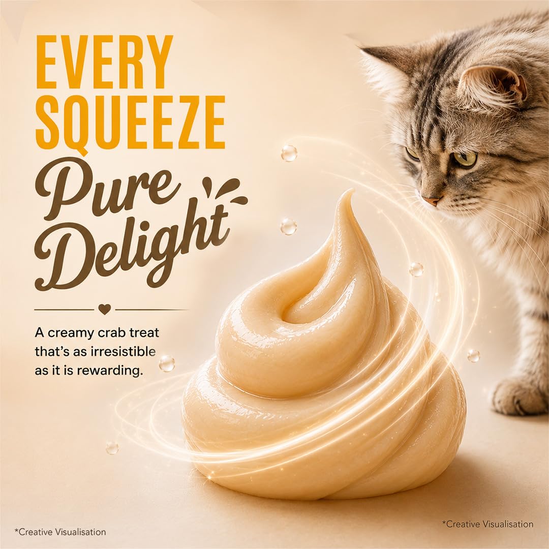 Signature Grain Zero Creamy Lickable Cat Treats Crab, 360 Gm - 20 Sachet + 4 Free