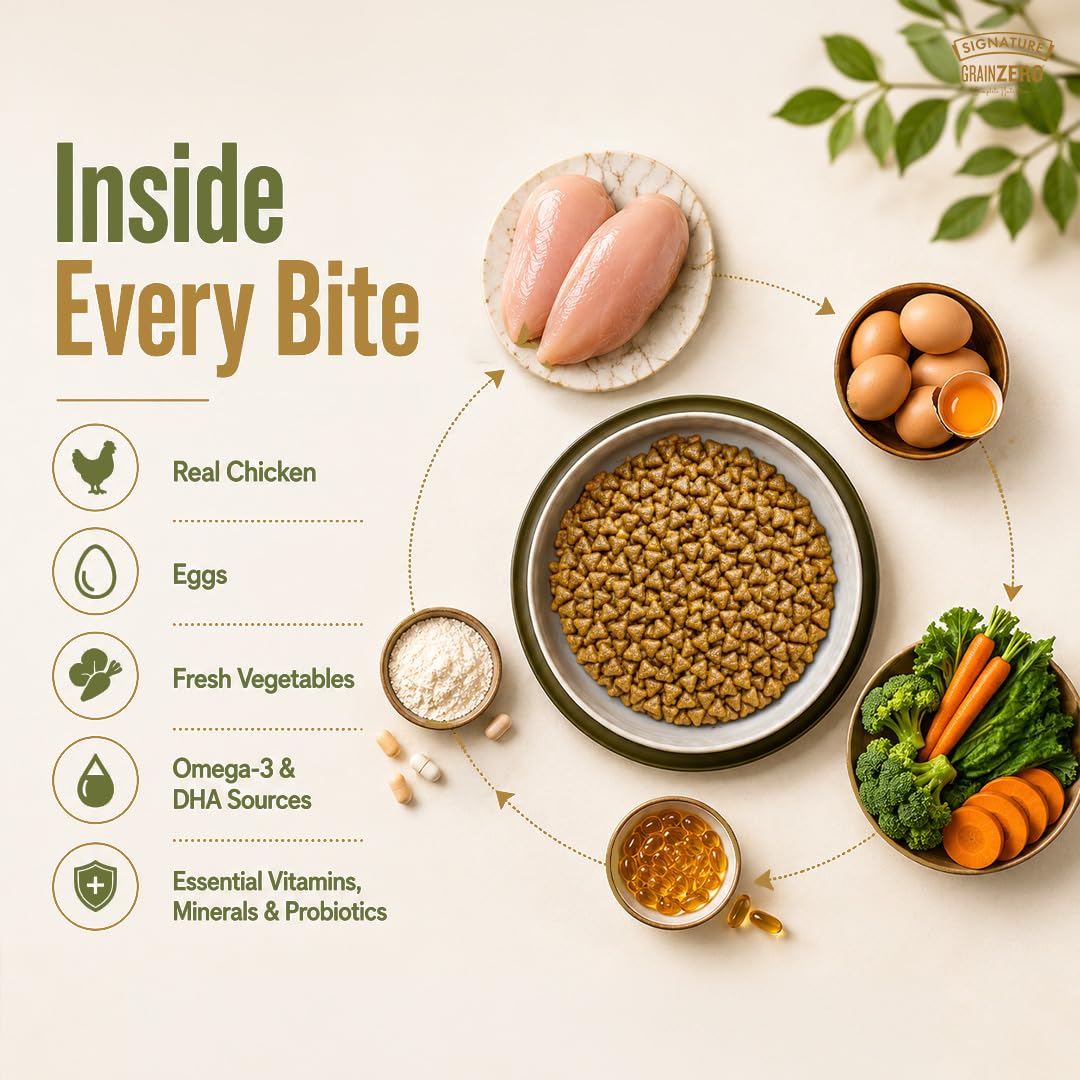 Signature Grain Zero Real Chicken, Egg and Vegetables Mother and Puppy Starter Dog Dry Food