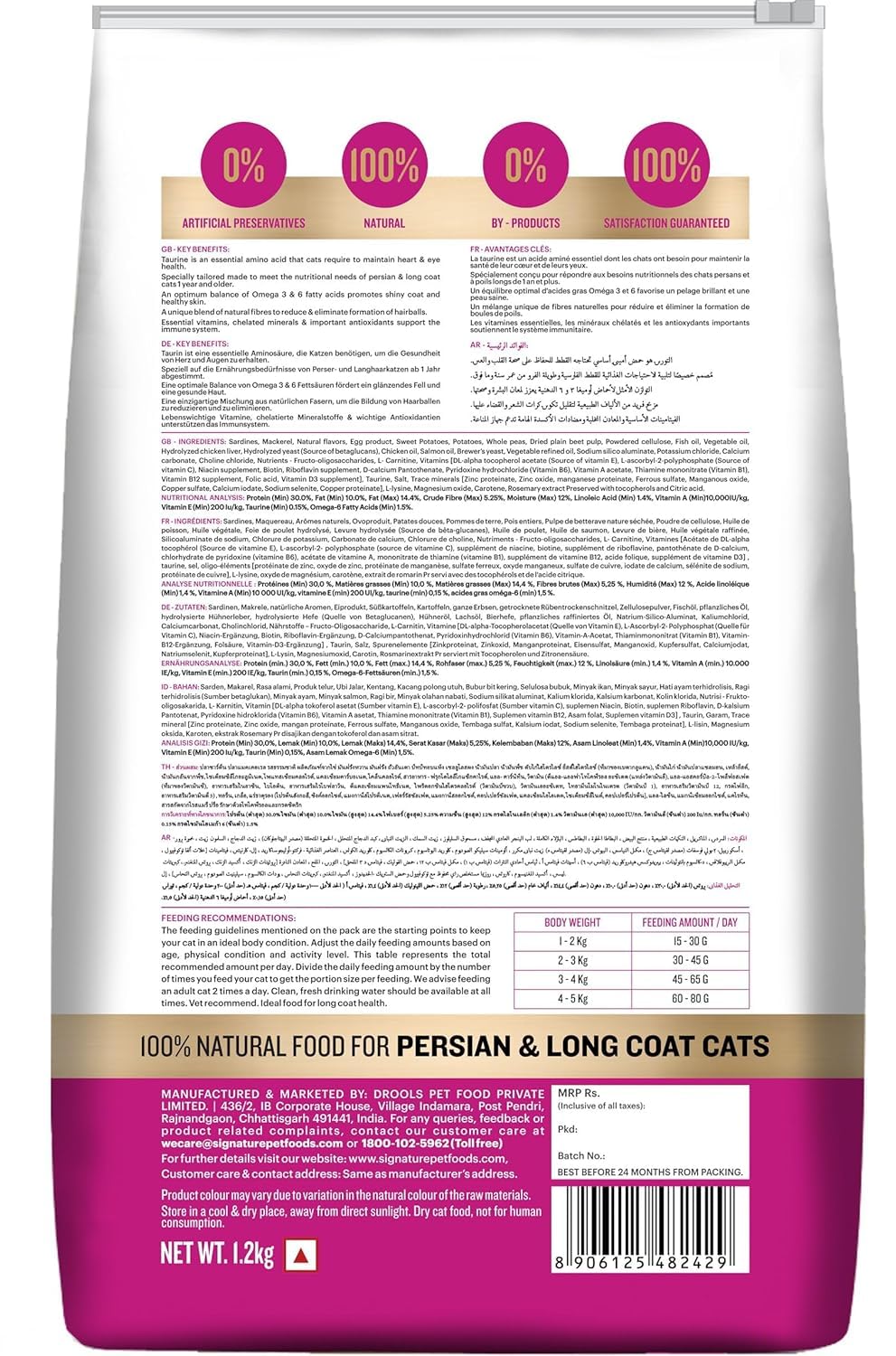 Signature Grain Zero Ocean Fish, Sardine and Mackerel Persian & Long Coat Adult Cat Dry Food