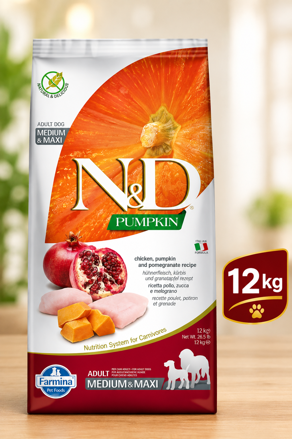 Farmina N&D Pumpkin Chicken & Pomegranate Grain Free Adult Maxi Medium Dog Dry Food