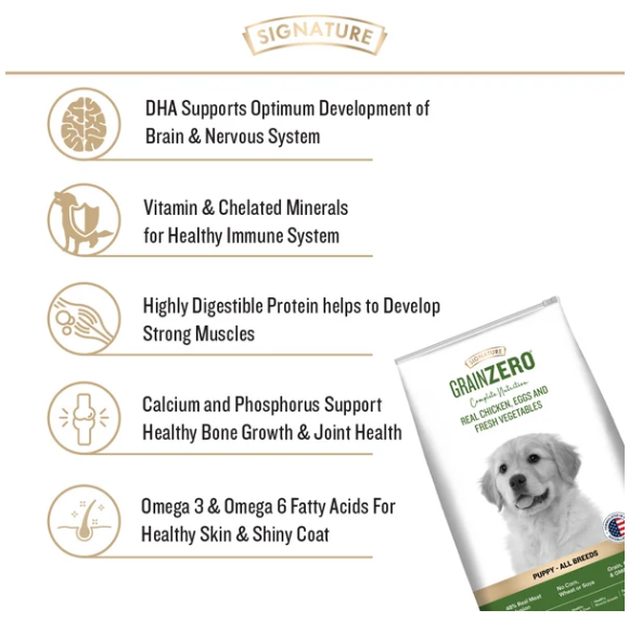 Signature Grain Zero Real Chicken, Egg and Vegetables Puppy Dog Dry Food