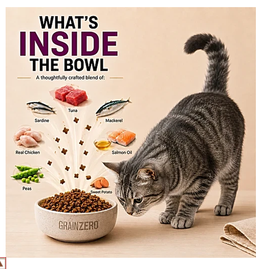 Signature Grain Zero Tuna Adult Dry Cat Food - For All Breeds, 1.2 kg (Free Crab Creamy Lickable Treats, 75 g)