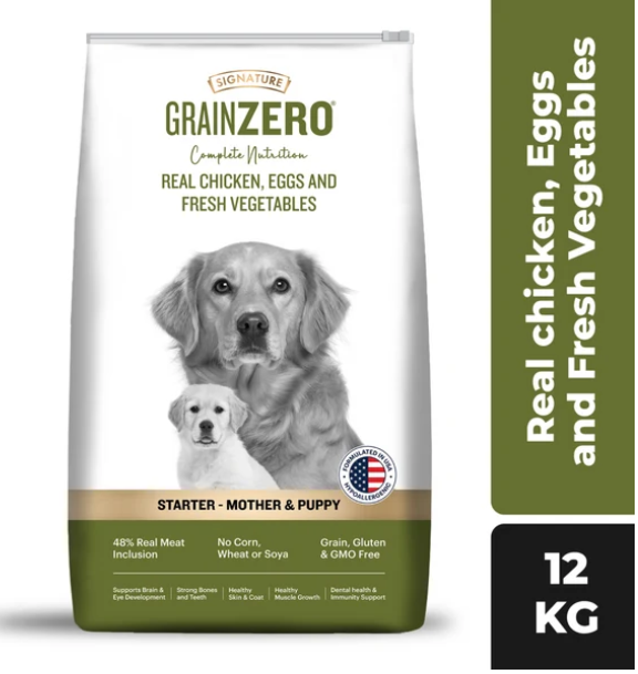 Signature Grain Zero Real Chicken, Egg and Vegetables Mother and Puppy Starter Dog Dry Food