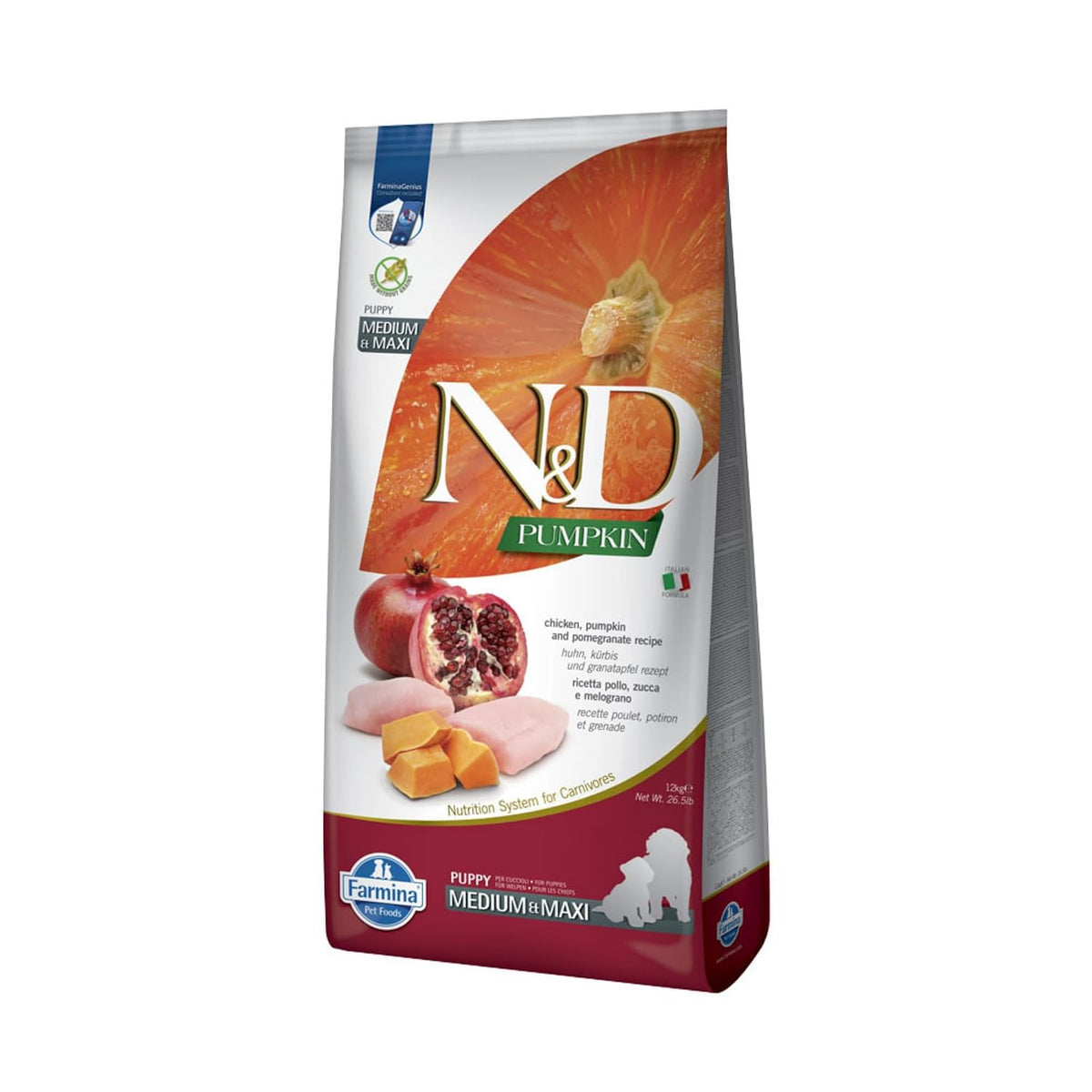 Farmina N&D Pumpkin Chicken & Pomegranate Grain Free Puppy Medium Maxi Dog Dry Food