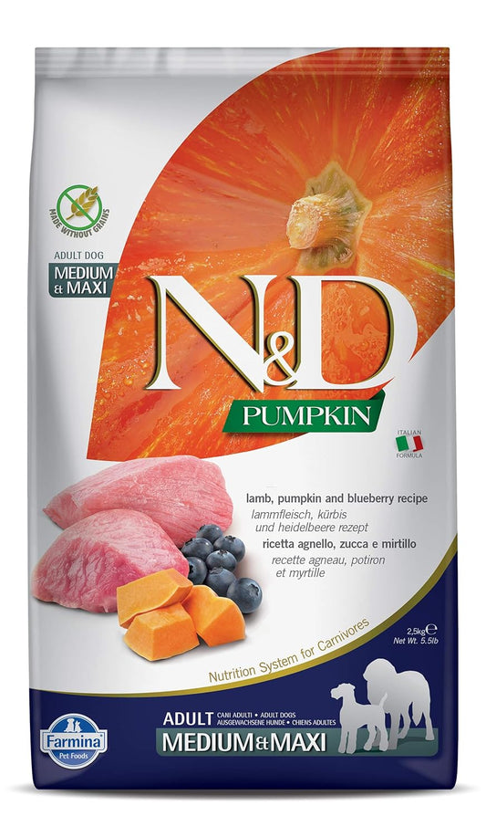 Farmina N&D Pumpkin Lamb & Blueberry Grain Free Adult Medium Maxi Dog Dry Food