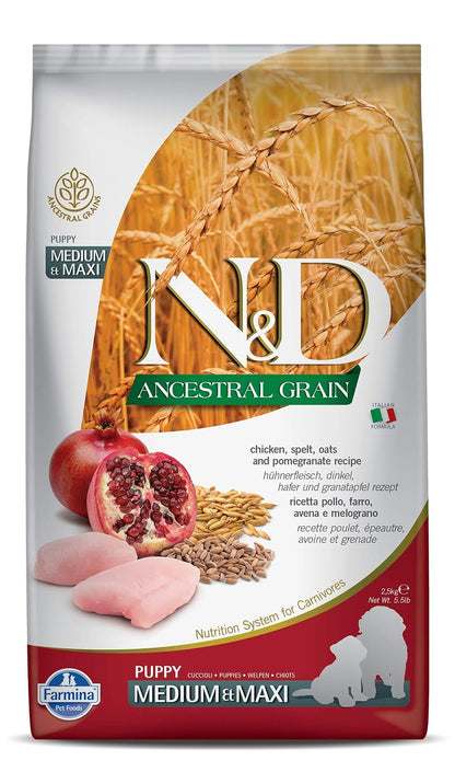 Farmina N&D Pumpkin Chicken & Pomegranate Grain Free Puppy Medium Maxi Dog Dry Food