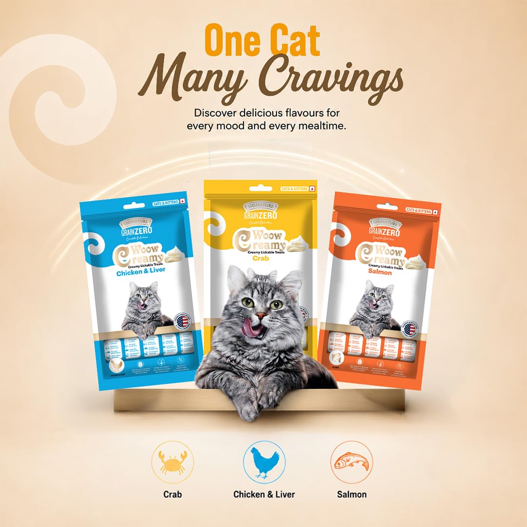 Signature Grain Zero Creamy Lickable Cat Treats Crab, 360 Gm - 20 Sachet + 4 Free