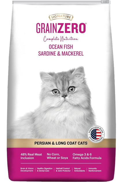 Signature Grain Zero Ocean Fish, Sardine and Mackerel Persian & Long Coat  Adult Cat Dry Food