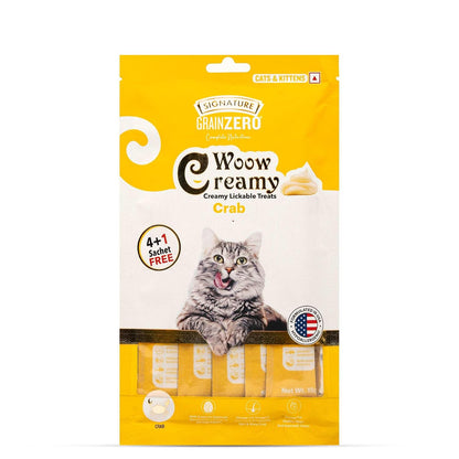 Signature Grain Zero Signature Woow Creamy Lickable Treats For Cat & Kitten Combo - Tuna & Ocean Fish, Chicken & Liver, Salmon, Bonito & Scallop And Crab -(75 Gm Each)