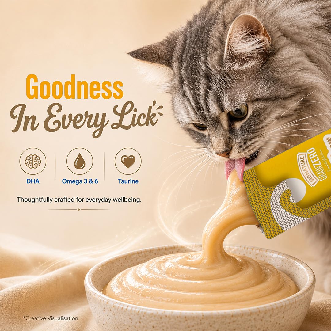 Signature Grain Zero Creamy Lickable Cat Treats Crab, 360 Gm - 20 Sachet + 4 Free