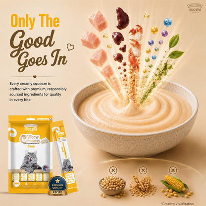Signature Grain Zero Creamy Lickable Cat Treats Crab, 360 Gm - 20 Sachet + 4 Free