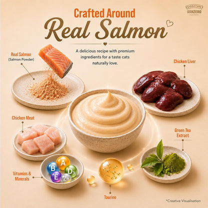 Signature Grain Zero Creamy Lickable Cat Treats Salmon, 360 Gm - 20 Sachet + 4 Free