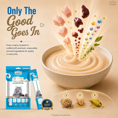 Signature  Grain Zero Creamy Lickable Cat Treats Chicken and Liver, 360 Gm - 20 Sachet + 4 Free