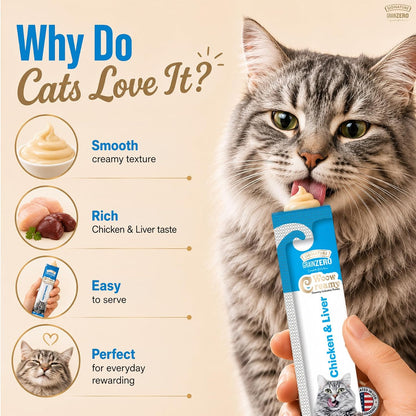 Signature  Grain Zero Creamy Lickable Cat Treats Chicken and Liver, 360 Gm - 20 Sachet + 4 Free