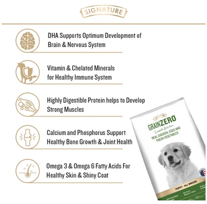 Signature Grain Zero Real Chicken, Egg and Vegetables Puppy Dog Dry Food