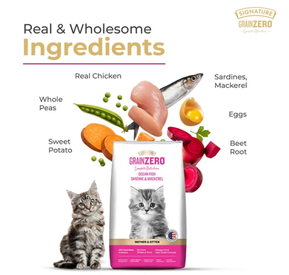 Signature Grain Zero Ocean Fish, Sardine and Mackerel Mother and Kitten Cat Dry Food