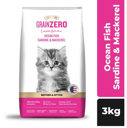 Signature Grain Zero Ocean Fish, Sardine and Mackerel Mother and Kitten Cat Dry Food