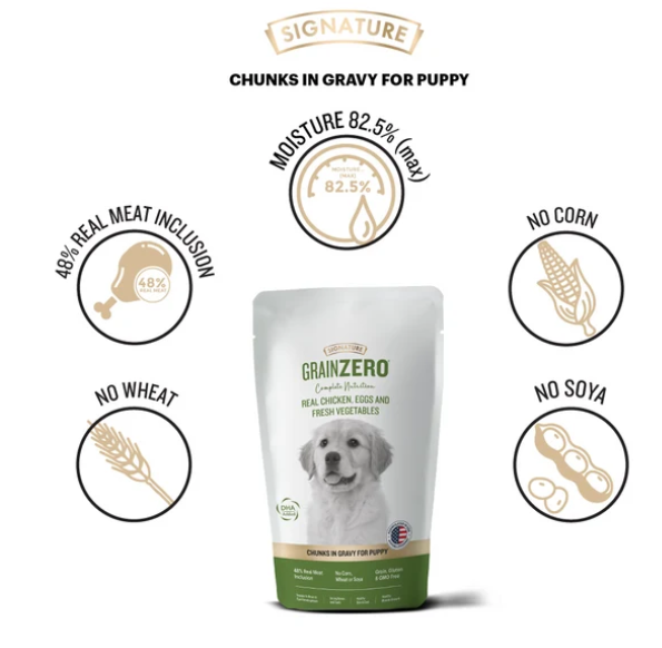 Signature Grain Zero Real Chicken Chunks Gravy Puppy Dog Wet Food (Buy 5 Get 1 Free )