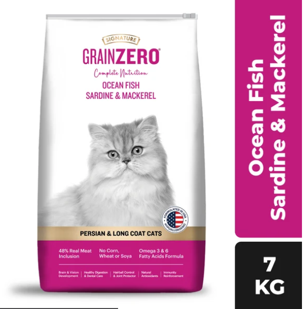 Signature Grain Zero Ocean Fish, Sardine and Mackerel Persian & Long Coat  Adult Cat Dry Food