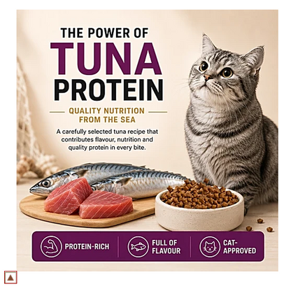 Signature Grain Zero Tuna Adult Dry Cat Food - For All Breeds, 1.2 kg (Free Crab Creamy Lickable Treats, 75 g)