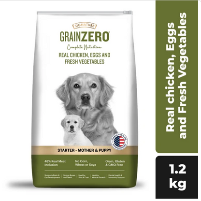 Signature Grain Zero Real Chicken, Egg and Vegetables Mother and Puppy Starter Dog Dry Food
