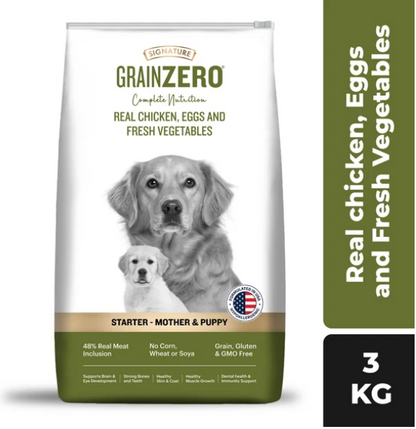Signature Grain Zero Real Chicken, Egg and Vegetables Mother and Puppy Starter Dog Dry Food