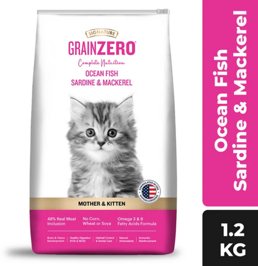 Signature Grain Zero Ocean Fish, Sardine and Mackerel Mother and Kitten Cat Dry Food