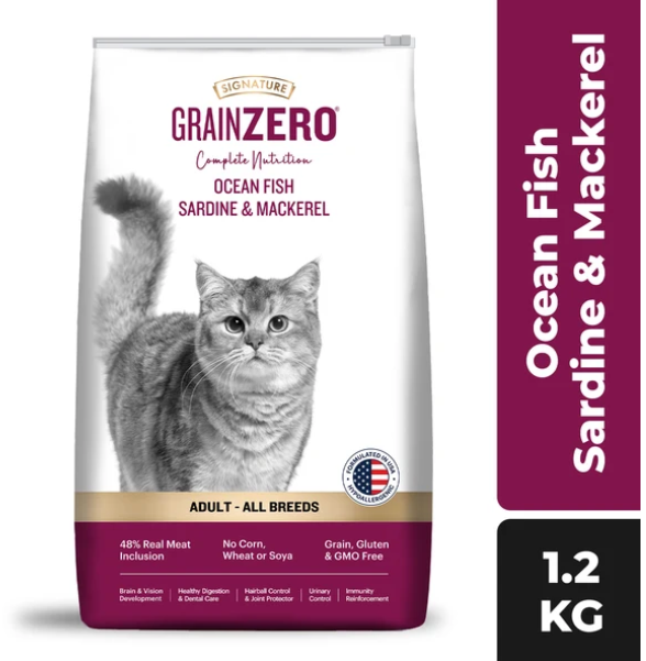 Signature Grain Zero Ocean Fish, Sardine and Mackerel Adult Cat Dry Food